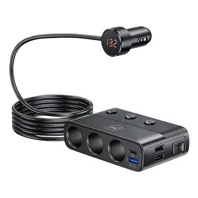 Punjač za automobil 7-u-1 s 3 utičnice za upaljač 10A PD 120W