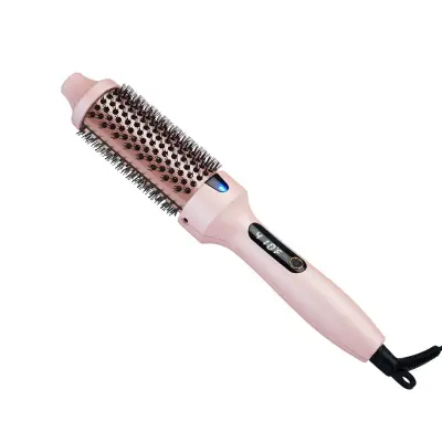 Četka za volumen s kontrolom temperature Ružičasta EU utikač - Keramičko ravnalo i uvijač za kosu Pink