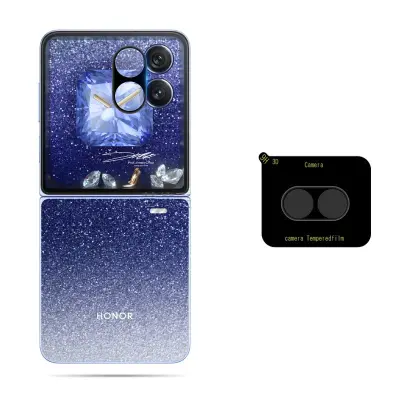 Honor Magic V Flip2 Silk Print Camera Lens Protector with Black Base Prozirna crna