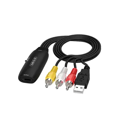 AV u HDMI pretvarač kabel - RCA kompozitni u HDMI adapter s USB napajanjem Crna
