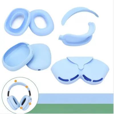 AirPods Max 5-u-1 silikonski zaštitni set futrola: Traka za glavu, Nosač, Poklopci za uši, Futrola i Torbica za pohranu - Kompatibilno s Apple AirPods