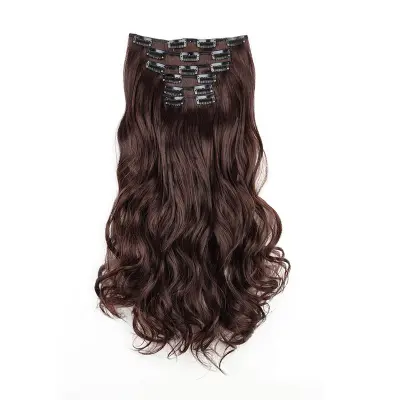 16 Clips Curly Hair Extensions 6-Piece Tamno smeđa