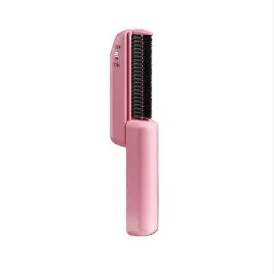 Ružičasta mini prijenosna bežična četka za ravnanje kose s 3 postavke temperature Ružičasta