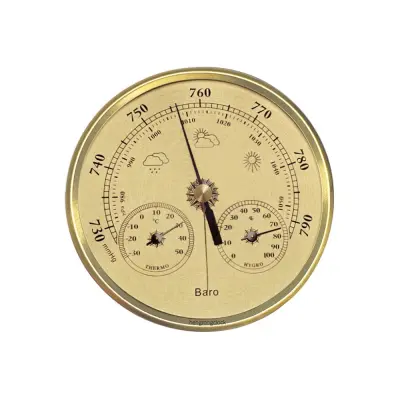130mm Analogni barometar s termometrom i higrometrom - 3-u-1 meteorološka stanica Zlatna