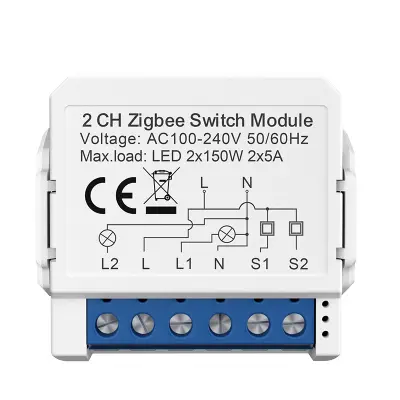ZigBee pametni modul prekidača - 2 grupe, bijeli, mini veličine Bijela