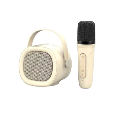 Prijenosni Karaoke Bluetooth 5.3 Zvučnik s bežičnim mikrofonom, HIFI zvuk, Dvostruki pjevački karaoke Bijela