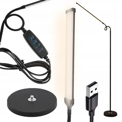 12W LED pokretna podna lampa 180cm USB crna