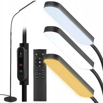 LED pokretna podna lampa 198 cm 6 brzina + daljinski upravljač crna
