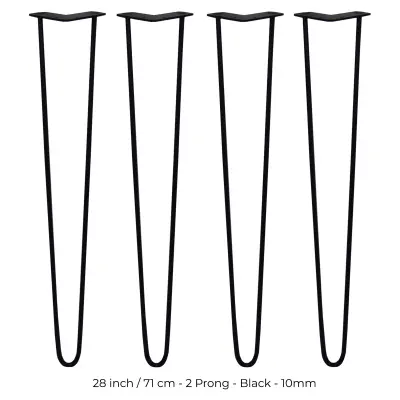 4 x šnale za kosu 28" - 2 kraka - 10 mm - crne