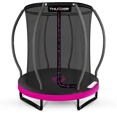 Vrtni trampolin – 155 cm, s unutarnjom zaštitnom mrežom, ljestvama, setom THUNDER® ULTRA 4.5FT PINK