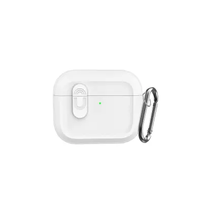 Bluetooth futrola za slušalice kompatibilna s AirPods Pro 3 Magnetski silikonski privjesak za ključeve Bijela