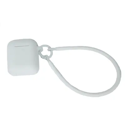 Bluetooth Earphone Protective Case with Lanyard compatible with AirPods Pro - Silicone Anti-Lost White Cover with Smooth Open and Dustproof Plug Bijel