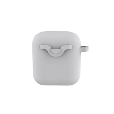 Silikonska futrola za Bluetooth slušalice, otporna na udarce, siva, kompatibilna s AirPods 1/2, s kopčom Siva
