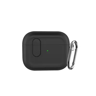 Bluetooth futrola za slušalice kompatibilna s AirPods Pro 3 Magnetski silikonski privjesak za ključeve Crna