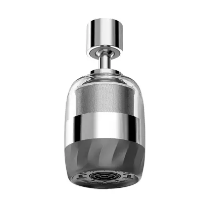 720° okretni aerator za slavinu s 3 načina - pojačani pritisak i univerzalni konektor protiv prskanja Siva