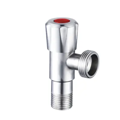 304 Nehrđajući čelik Visokog protoka Trosmjerni kutni ventil - 1/2" ulaz, 3/4" izlaz Srebrna