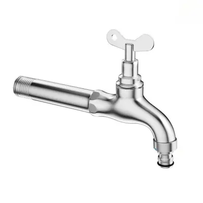 Braviva slavina - Produžena 16 cm slavina za vanjsku upotrebu od nehrđajućeg čelika s ključem Srebrna