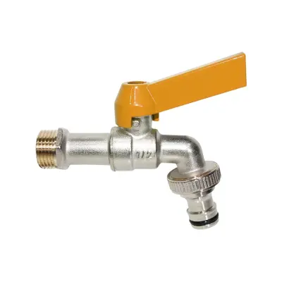 Mjedena slavina s jednim izlazom 1/2x3/4 Žuti Nipple Tap - Slavina za hladnu vodu za perilicu rublja i vrt Žuta