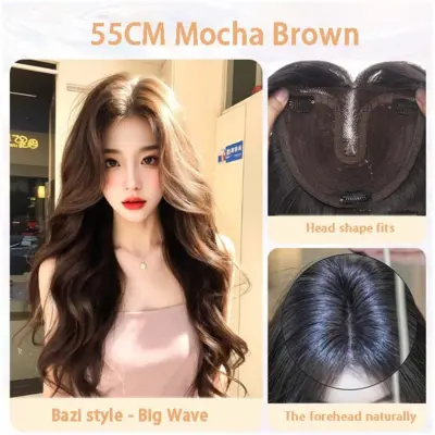 Mocha smeđa perika s velikim valovima - 55 cm Bazi stil, nije potrebna mrežica Smeđa