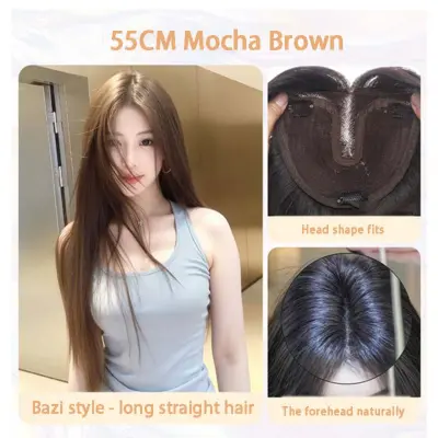 Elegant Goddess Mocha Brown 55cm Duga Ravna Perika - Nije Potrebna Mrežica za Kosu Smeđa