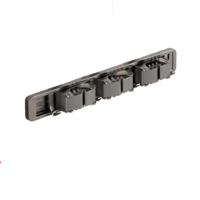 Zidni držač za metle i krpe 40 cm - Svemirski aluminij 3 stezaljke 4 kuke, neklizajući silikonski hvat, podesivi razmak Siva