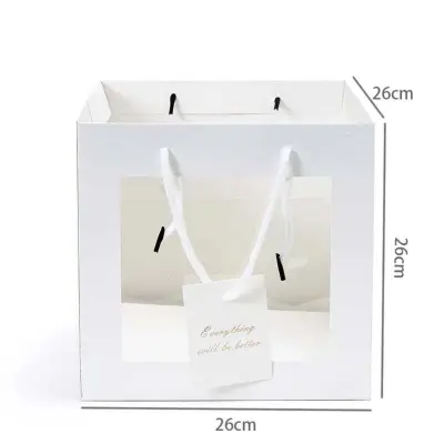Set od 10 četvrtastih poklon vrećica s prozirnim prozorčićem, 26x26x26 cm, višenamjenske papirnate vrećice Više boja