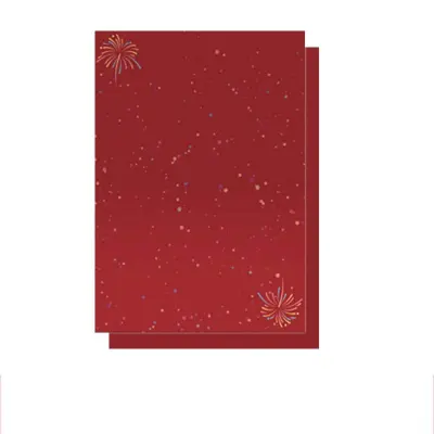 Papir za zamatanje s printom vatrometa - 35x50cm, 50 listova - Vrhunski papir za zamatanje za proslave Vinska crvena
