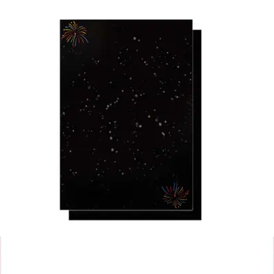 Papir za zamatanje s printom vatrometa - 35x50cm, 50 listova - Vrhunski papir za zamatanje za proslave Crna