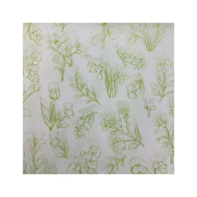 50 listova 50x70 cm zelenog papira za zamatanje s cvjetnim linijama za zamatanje poklona i rukotvorine Boja: Vodeno pačja zelena/zelena
