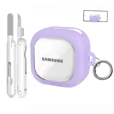 Zaštitna maskica kompatibilna sa Samsung Buds4\/4 Pro s olovkom za čišćenje, prozirnim nosačem i sigurnim zaključavanjem Ljubičasta