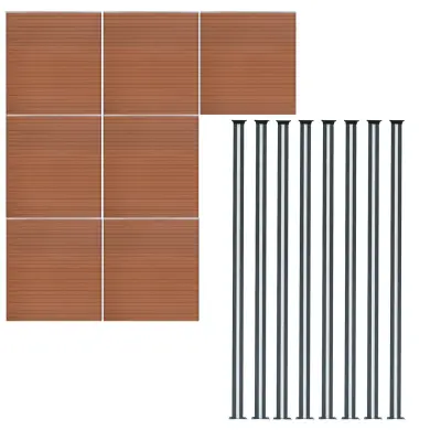 Kompozitni paneli za ograde i LED stupići 1,8 m x 12,2 m - smeđi
