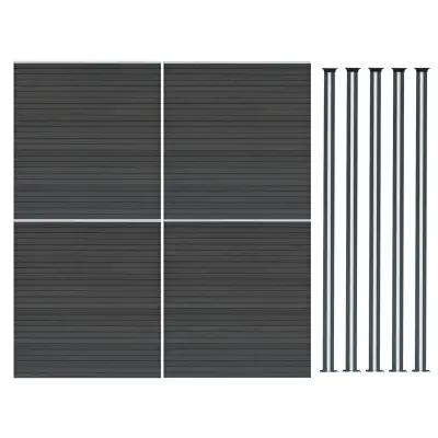 Kompozitni paneli za ograde i LED stupići 1,8 m x 6,3 m - sivi