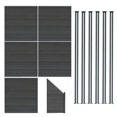 Kompozitni paneli za ogradu, kutni dio i LED stupovi 1,8 m x 9,4 m - sivi