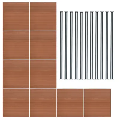 Kompozitni paneli za ogradu i LED stupovi 1,8 m x 1,6 m - smeđi