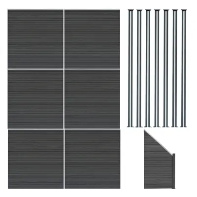Kompozitni paneli za ogradu, kutni dio i LED stupovi 1,8 m x 11,7 m - sivi