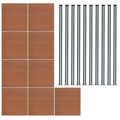Kompozitni paneli za ogradu i LED stupovi 1,8 m x 1,5 m - smeđi