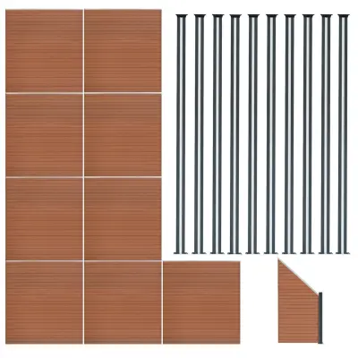 Kompozitni paneli za ogradu, kutni dio i LED stupovi 1,8 m x 16,4 m - smeđi