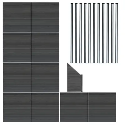Kompozitni paneli za ogradu, kutni dio i LED stupovi 1,8 m x 18 m - sivi