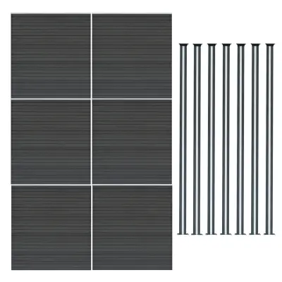 Kompozitni paneli za ograde i LED stupići 1,8 m x 10,6 m - sivi