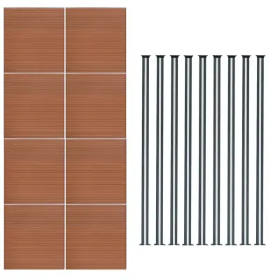 Kompozitni paneli za ograde i LED stupići 1,8 m x 14,4 m - smeđi