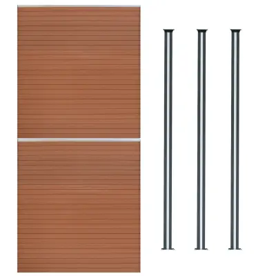 Kompozitni paneli za ogradu i LED stupovi 1,8 m x 3,4 m - smeđi