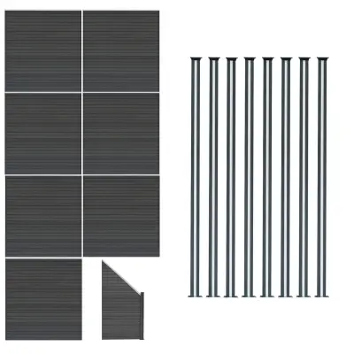 Kompozitni paneli za ogradu, kutni dio i LED stupovi 1,8 m x 12,3 m - sivi