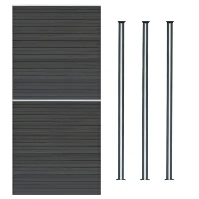 Kompozitni paneli za ograde i LED stupići 1,8 m x 3,4 m - sivi