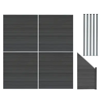 Kompozitni paneli za ogradu, kutni dio i LED stupovi 1,8 m x 7,6 m - sivi