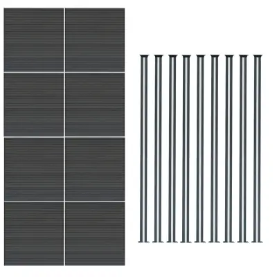 Kompozitni paneli za ograde i LED stupići 1,8 m x 14,4 m - sivi