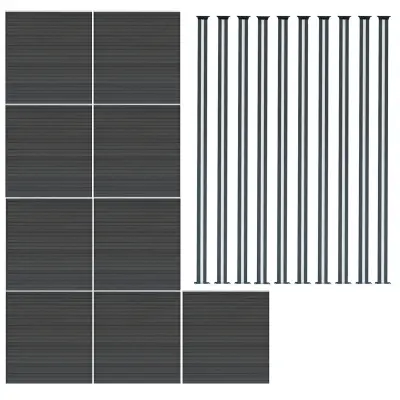 Kompozitni paneli za ograde i LED stupići 1,8 m x 1,5 m - sivi