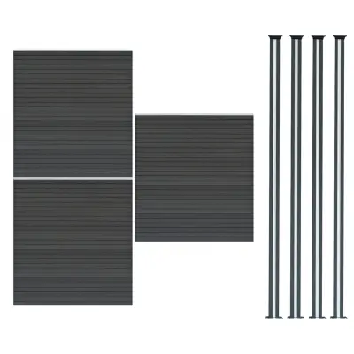 Kompozitni paneli za ograde i LED stupići 1,8 m x 4,7 m - sivi