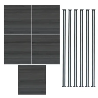 Kompozitni paneli za ograde i LED stupići 1,8 m x 8,6 m - sivi