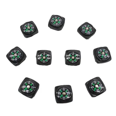 10-Pack Mini Keychain Compasses - Portable Navigation Tool for Outdoor Adventures Crna