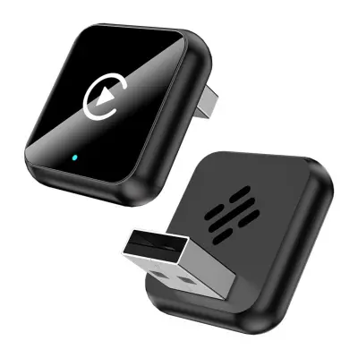 Pametni 2-u-1 bežični adapter za CarPlay i Android Auto - dizajn od metala i stakla Crna